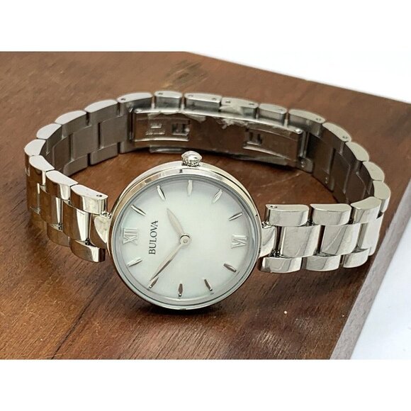 Bulova Women's Watch 96L229 Quartz White Dial Mother of Pearl Petite 27m… - Picture 7 of 12